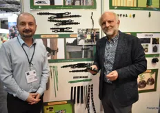 James Sword and Ramy Zack of Tyney Mould. Ramy is holding a new product for tree nurseries that is called the Gro-Box. The method used with this product is air layering.
